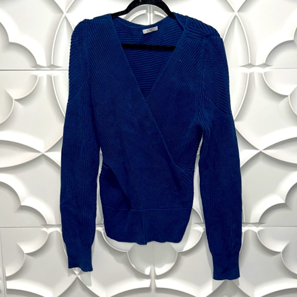 Tome blue crossover knit keyhole sweater XL.   Z